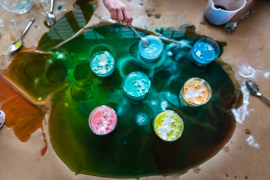 Colorful science experiment with children