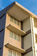 Corner of new building with daylight.