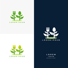 Healthy Nature food logo designs concept vector, Vegetarian food symbol Creative logo