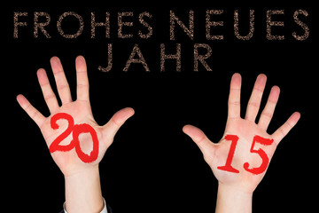 Obraz premium Hands against glittering frohes neues jahr