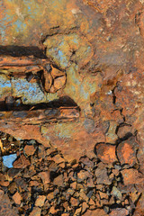 The corrosion of the iron