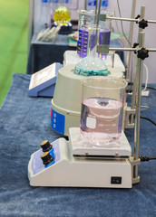 Glassware on magnetic stirrer