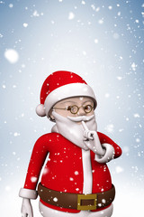 Composite image of cartoon santa with snow falling