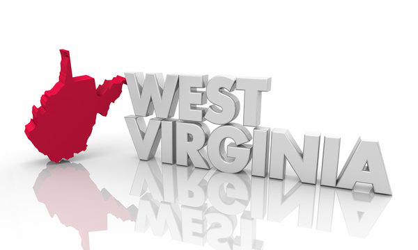 West Virginia WV Red State Map Word 3d Illustration