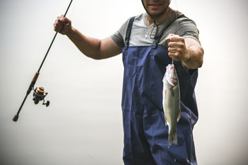 Man fishing by the lake
