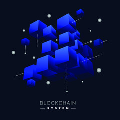 Fototapeta na wymiar Blockchain vector illustration. Bitcoin and Ethereum trading concept.