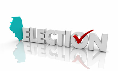 Illinois IL Election Voting State Map Word 3d Illustration
