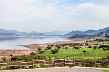 View of landscape in dam Convento Viejo, Chimbarongo, near Rancagua, Chile