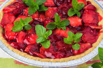 Homemade fresh strawberry pie.