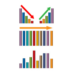 Set Growing graph icon. flat design.