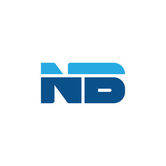 Initial letter NB, straight linked line bold logo, simple flat blue colors