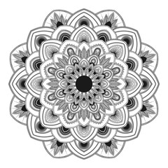 Mandala isolated on white background. Vintage decorative elements. Islam, Arabic, Indian, moroccan, ottoman motifs. Outline hand drawn. Vector illustration.