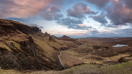 Sunset Panorama The Quiraing on Isle of Skye, Scotland