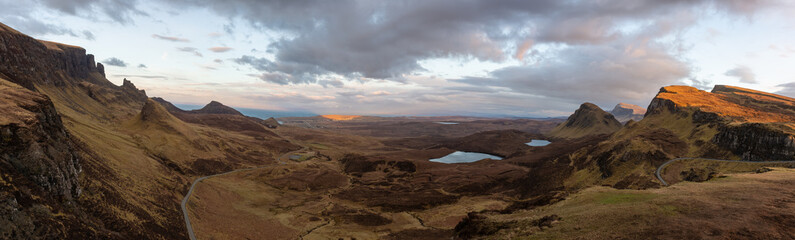 Panorama The Quiraing on Isle of Skye, Scotland