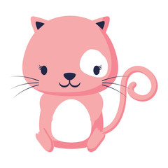 cute cat icon over white background, colorful design. vector illustration