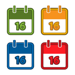Colorful vector calendar. Calendar Date. 16. Flat design