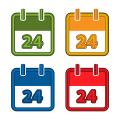 Colorful vector calendar. Calendar Date. 24. Flat design