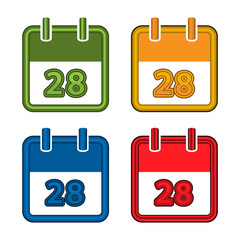 Colorful vector calendar. Calendar Date. 28. Flat design