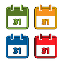 Obraz premium Colorful vector calendar. Calendar Date. 31. Flat design