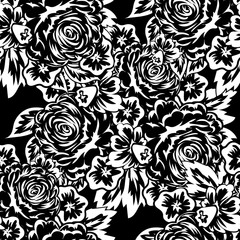 bouquet of flowers monochrome for postcards, congratulations, price tags