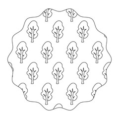 circular frame with trees design over white background, vector illustration