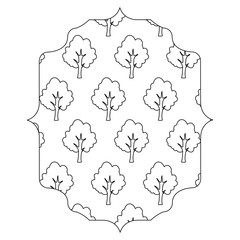 decorative arabic frame with trees pattern over white background, vector illustration