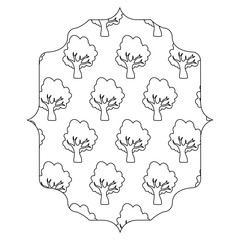 decorative arabic frame with trees pattern over white background, vector illustration