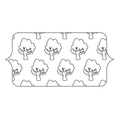 decorative banner with trees pattern over white background, vector illustration