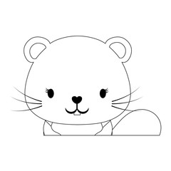 cute beaver icon over white background, colorful design. vector illustration