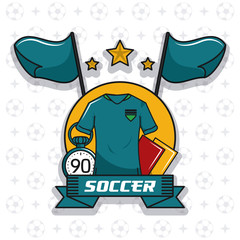 Soccer tshir and flags with stars vector illustration graphic design