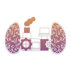 brain machine icon over white background, colorful design. vector illustration