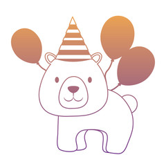 happy birthday design with cute bear with birthday hat and balloons over white background, vector illustration