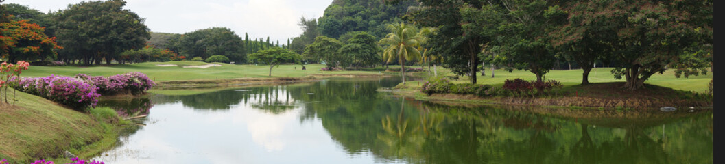 Fototapeta na wymiar Panorama of a garden park in Malaysia