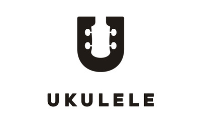 Initial Letter U Uke Ukulele guitar music instrument logo design vector