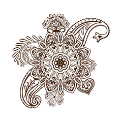 Henna tattoo flower template. Mehndi style. Set of ornamental patterns in the oriental style.