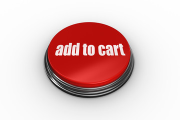 The words add to cart on digitally generated red push button