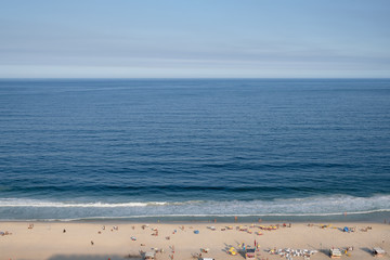 view of Copacabana ocean during early morning, taken from the rooftop of a hotel, some slight fog...