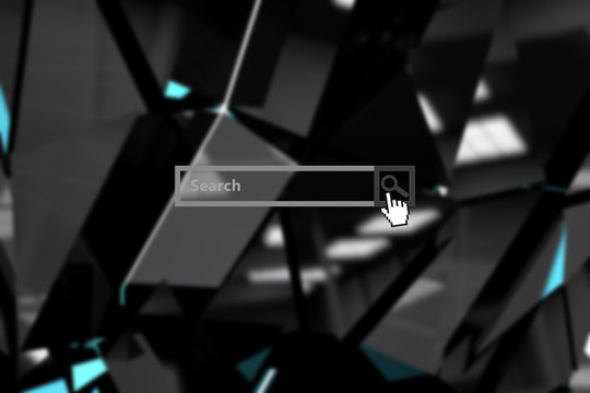 Search engine  against black angular design