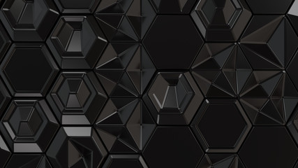 Abstract 3d background made of black hexagons