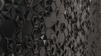 Abstract 3d background made of black hexagons