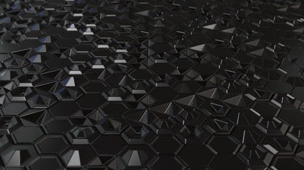 Abstract 3d background made of black hexagons