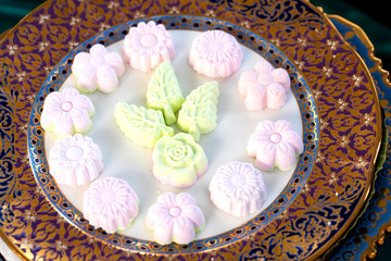 Thai tradition sweets.Thai coconut cookies or Kanom Sum Pun Nee