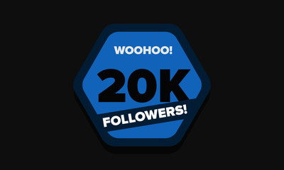 Woohoo 20K Followers Sticker for Social Media Page or Profile Post