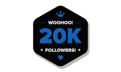 Woohoo 20K Followers Sticker for Social Media Page or Profile Post