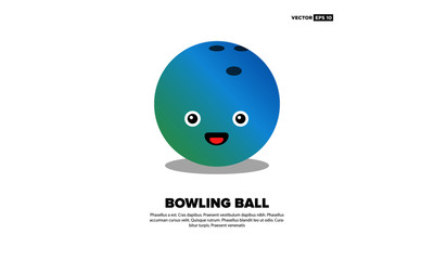 Bowling Ball Sport Vector Illustration with Smiley Face