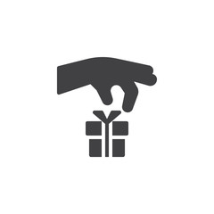 Hand open gift box vector icon. filled flat sign for mobile concept and web design. Present simple solid icon. Symbol, logo illustration. Pixel perfect vector graphics