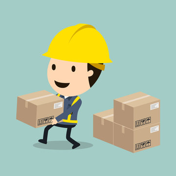 Transportation work, Vector illustration, Safety and accident, Industrial safety cartoon