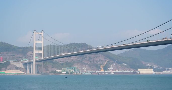 Tsing Ma bridge in sunny day