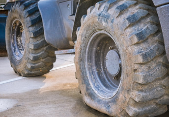 Deflated damaged tyre on truck 4x4 wheel. © joey333