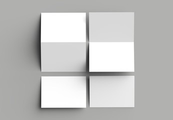 Bi fold vertical - landscape brochure or invitation mock up isolated on gray background.
